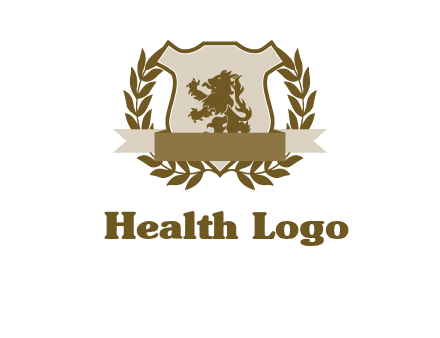lion on shield logo with a wreath