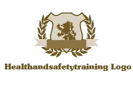 lion on shield logo with a wreath