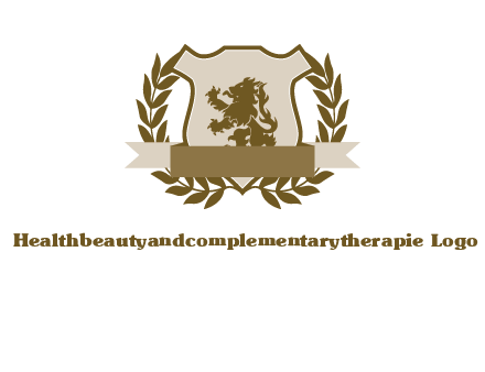 lion on shield logo with a wreath