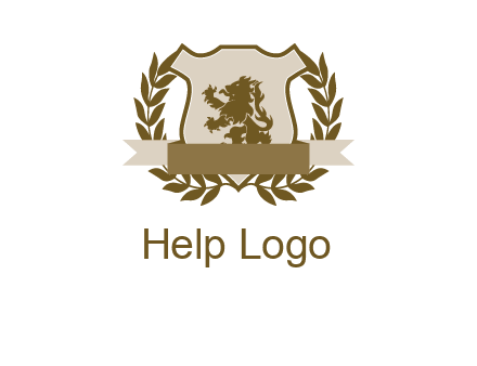 lion on shield logo with a wreath