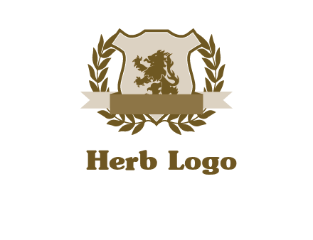 lion on shield logo with a wreath
