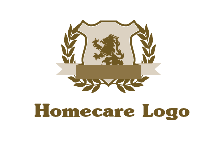 lion on shield logo with a wreath