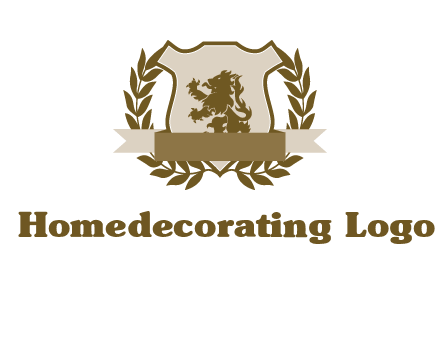 lion on shield logo with a wreath