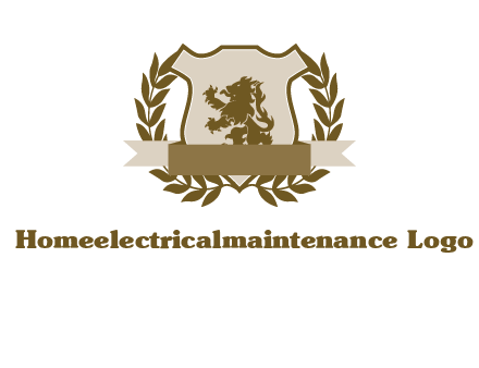 lion on shield logo with a wreath