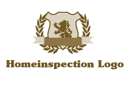 lion on shield logo with a wreath