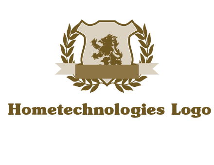 lion on shield logo with a wreath