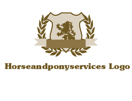 lion on shield logo with a wreath