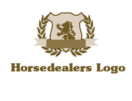 lion on shield logo with a wreath