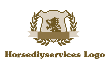 lion on shield logo with a wreath