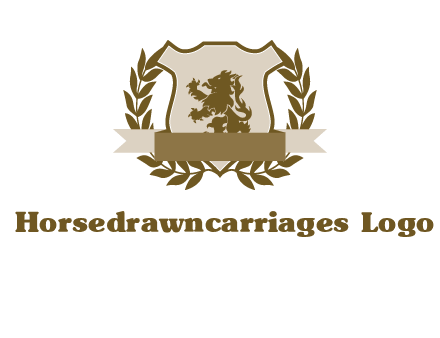 lion on shield logo with a wreath
