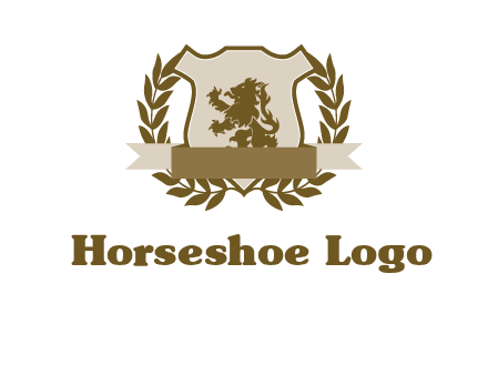 lion on shield logo with a wreath