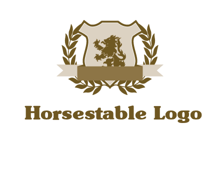 lion on shield logo with a wreath
