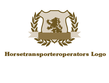 lion on shield logo with a wreath