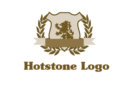 lion on shield logo with a wreath