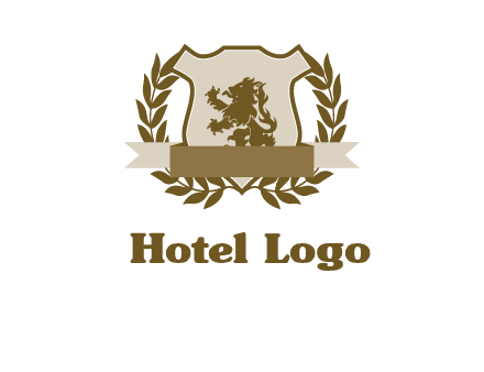 lion on shield logo with a wreath