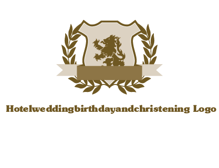 lion on shield logo with a wreath