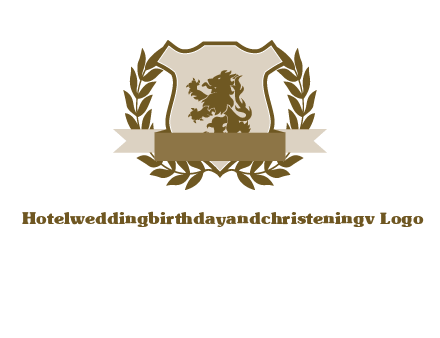 lion on shield logo with a wreath