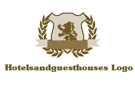 lion on shield logo with a wreath