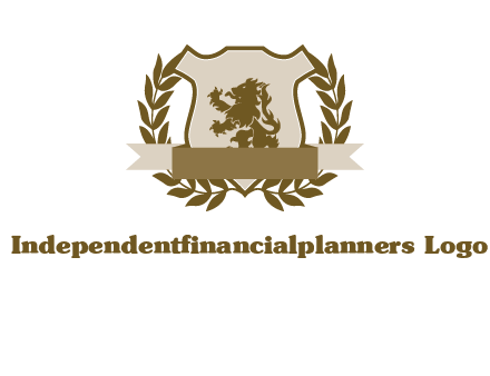 lion on shield logo with a wreath