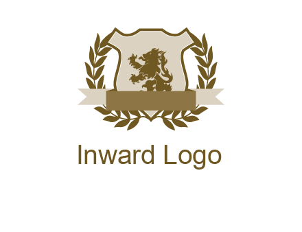 lion on shield logo with a wreath