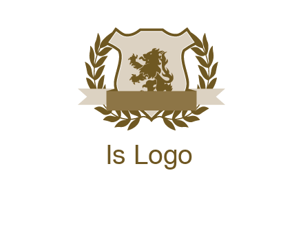 lion on shield logo with a wreath