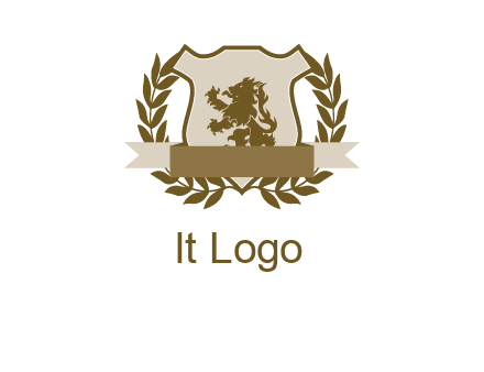 lion on shield logo with a wreath