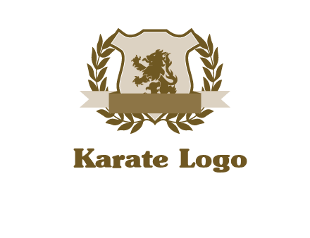 lion on shield logo with a wreath