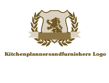 lion on shield logo with a wreath