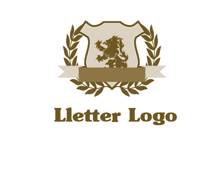 lion on shield logo with a wreath