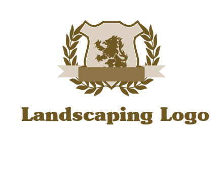lion on shield logo with a wreath