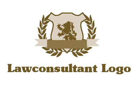 lion on shield logo with a wreath