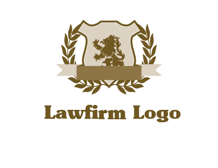 lion on shield logo with a wreath
