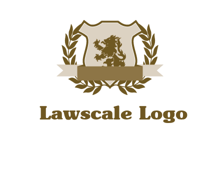 lion on shield logo with a wreath