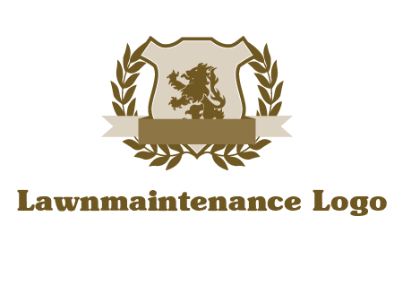 lion on shield logo with a wreath
