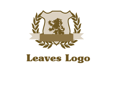 lion on shield logo with a wreath
