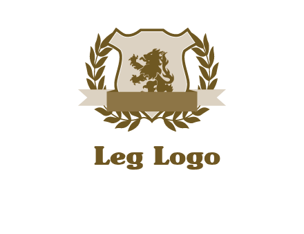 lion on shield logo with a wreath