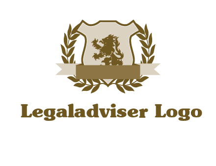 lion on shield logo with a wreath