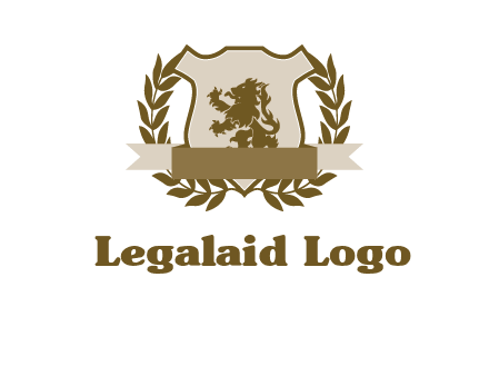lion on shield logo with a wreath