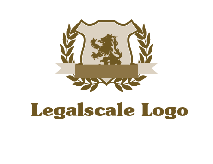 lion on shield logo with a wreath