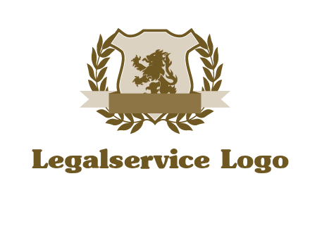 lion on shield logo with a wreath
