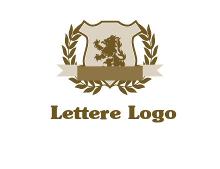 lion on shield logo with a wreath