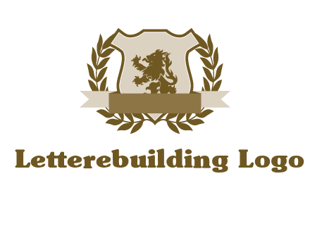 lion on shield logo with a wreath