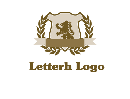 lion on shield logo with a wreath