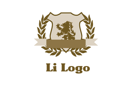 lion on shield logo with a wreath