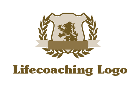 lion on shield logo with a wreath