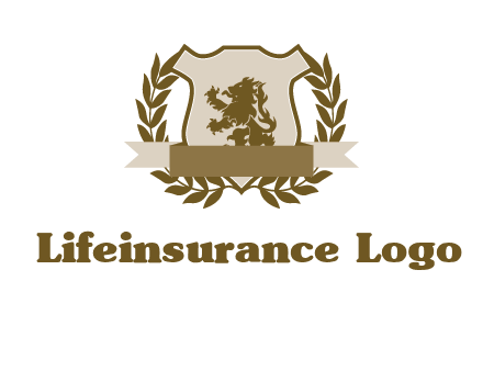 lion on shield logo with a wreath