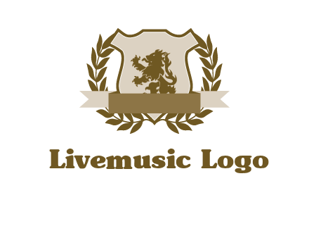 lion on shield logo with a wreath