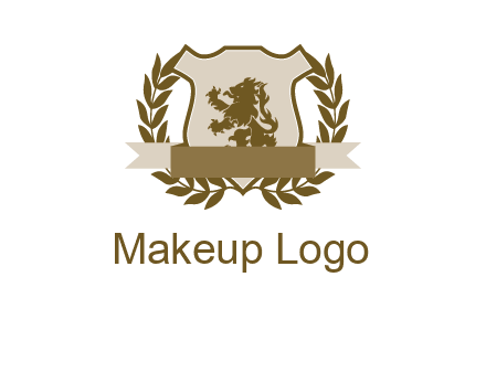 lion on shield logo with a wreath