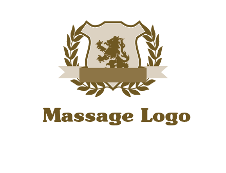 lion on shield logo with a wreath