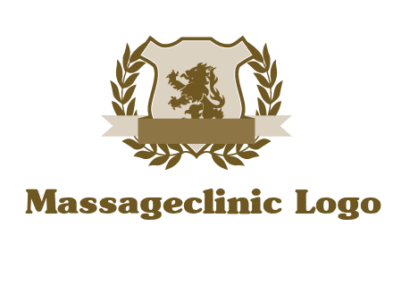 lion on shield logo with a wreath